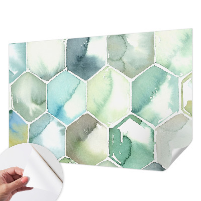 Mural de pared con estampado hermoso con motivo de hexágonos en tonos pastel