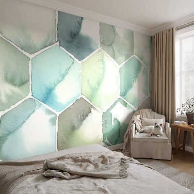 Mural de pared con estampado hermoso hexágonos pastel
