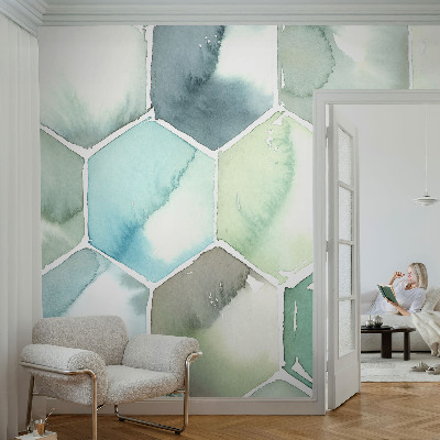 Mural de pared con estampado hermoso hexágonos pastel