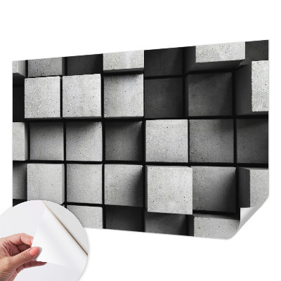 Papel mural texturado decorativo con diseño de cubos geométricos