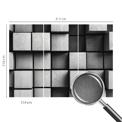 Papel mural texturado decorativo cubos geométricos