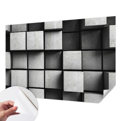 Papel mural texturado decorativo con diseño de cubos geométricos
