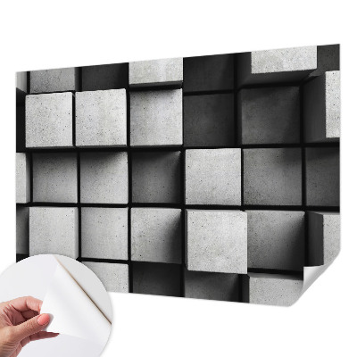 Papel mural texturado decorativo con diseño de cubos geométricos