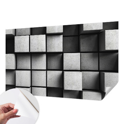 Papel mural texturado decorativo con diseño de cubos geométricos