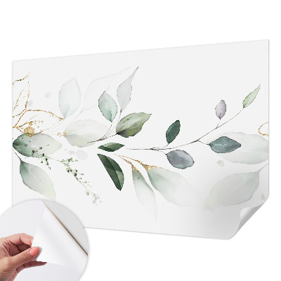 Mural de pared con estampado hermoso hojas verdes