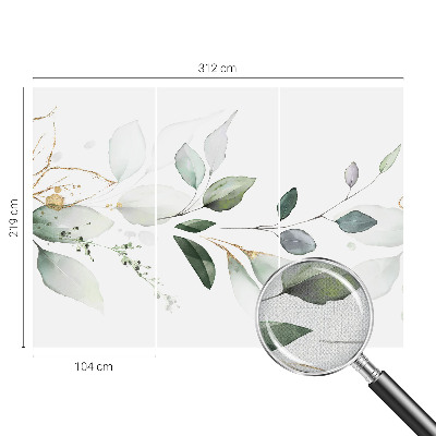 Mural de pared con estampado hermoso hojas verdes