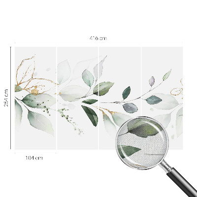 Mural de pared con estampado hermoso hojas verdes