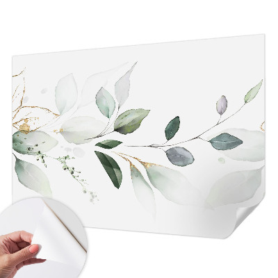 Mural de pared con estampado hermoso hojas verdes