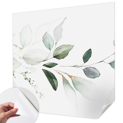 Mural de pared con estampado hermoso hojas verdes