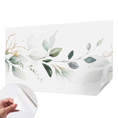 Mural de pared con estampado hermoso hojas verdes