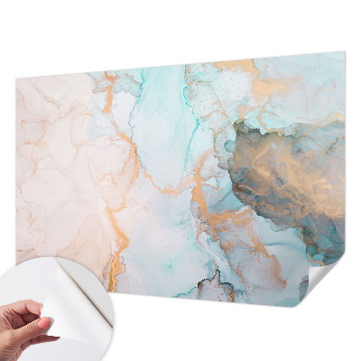 Fotomural decorativo para cabecero de cama con un diseño de olas en acuarela