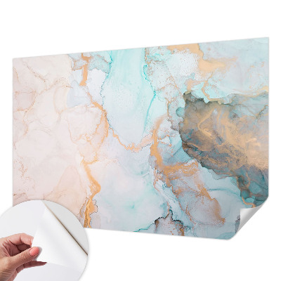 Fotomural decorativo para cabecero de cama con un diseño de olas en acuarela
