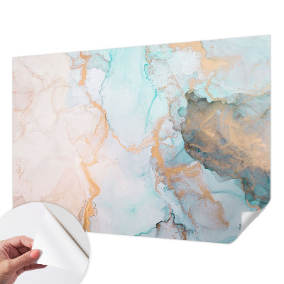 Fotomural decorativo para cabecero de cama con un diseño de olas en acuarela