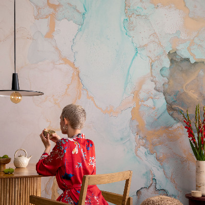 Fotomural decorativo para cabecero de cama olas de acuarela