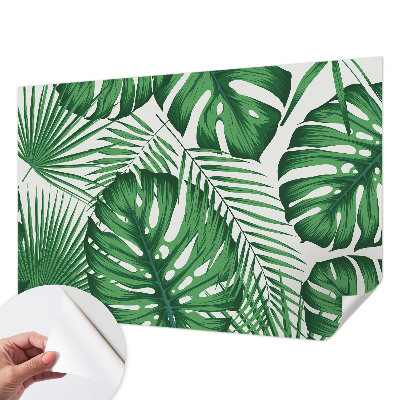 Papel mural con patrón decorativo con motivo de hojas tropicales