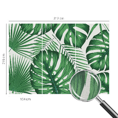 Papel mural con patrón decorativo con motivo de hojas tropicales