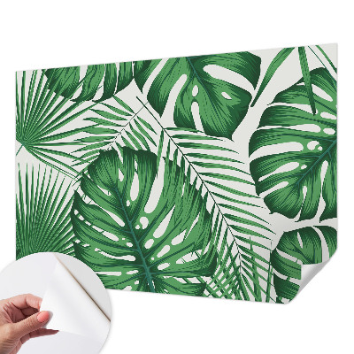 Papel mural con patrón decorativo con motivo de hojas tropicales
