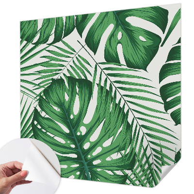 Papel mural con patrón decorativo con motivo de hojas tropicales