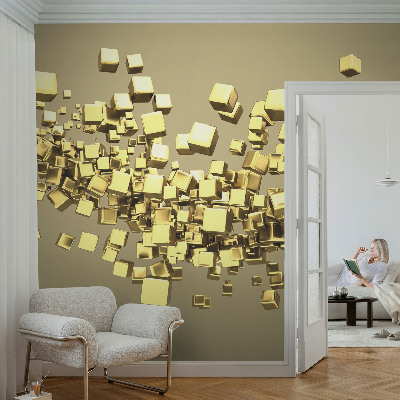 Fotomural decorativo para cabecero de cama cubos creativos