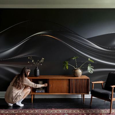 Papel mural texturado decorativo Ondas metálicas