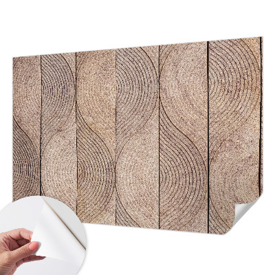 Papel mural con patrón decorativo con diseño de ondas en acabado madera