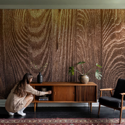 Papel mural con patrón decorativo Anillos de madera