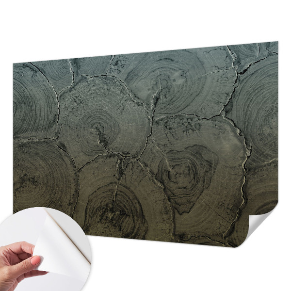 Papel mural texturado decorativo con motivo de anillos de madera