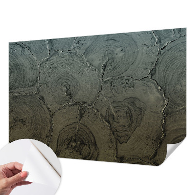 Papel mural texturado decorativo con motivo de anillos de madera