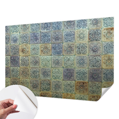 Papel mural con patrón decorativo con diseño de azulejos geométricos