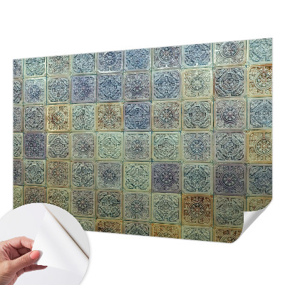 Papel mural con patrón decorativo con diseño de azulejos geométricos