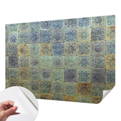 Papel mural con patrón decorativo con diseño de azulejos geométricos
