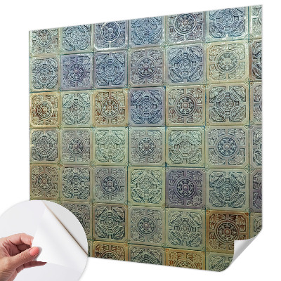 Papel mural con patrón decorativo con diseño de azulejos geométricos