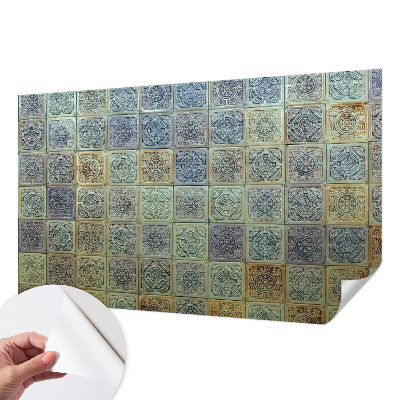 Papel mural con patrón decorativo con diseño de azulejos geométricos