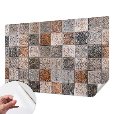 Papel mural texturado decorativo con diseño de azulejos ornamentales