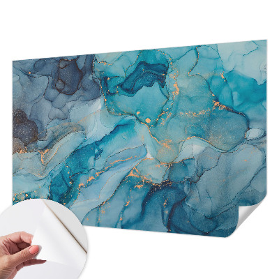 Fotomural decorativo para cabecero de cama con un diseño de abstracción en tonos azules