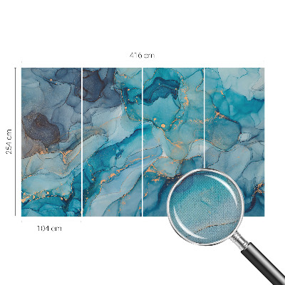 Fotomural decorativo para cabecero de cama con un diseño de abstracción en tonos azules