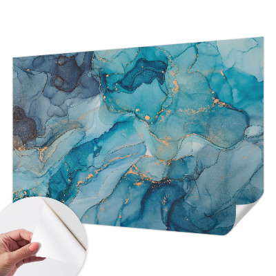 Fotomural decorativo para cabecero de cama con un diseño de abstracción en tonos azules