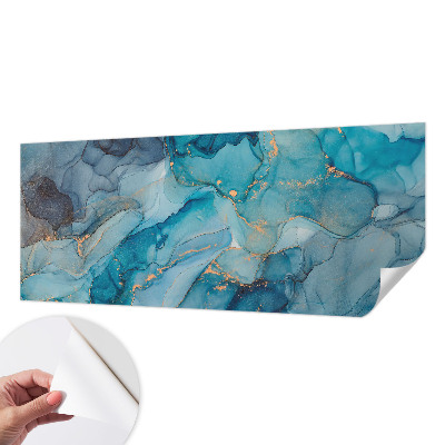 Fotomural decorativo para cabecero de cama con un diseño de abstracción en tonos azules
