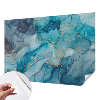 Fotomural decorativo para cabecero de cama con un diseño de abstracción en tonos azules