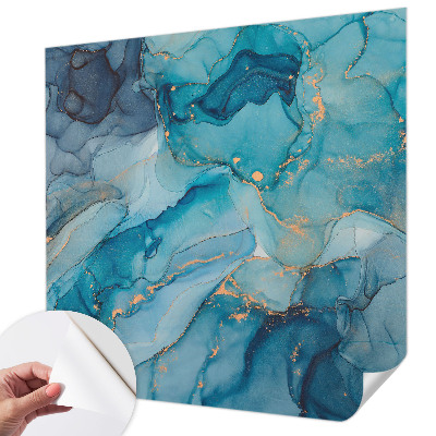 Fotomural decorativo para cabecero de cama con un diseño de abstracción en tonos azules