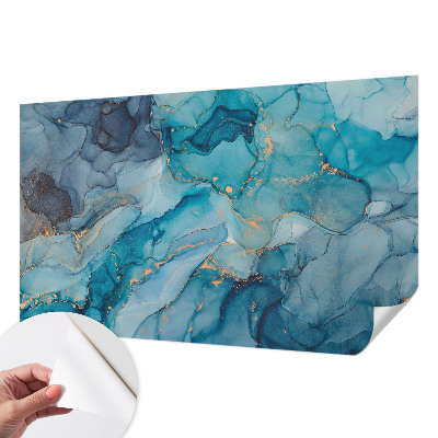 Fotomural decorativo para cabecero de cama con un diseño de abstracción en tonos azules