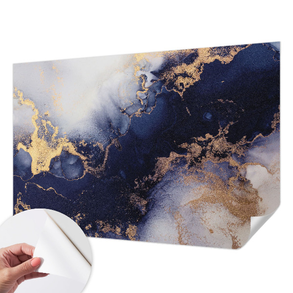 Papel mural texturado decorativo con motivo de olas en azul marino