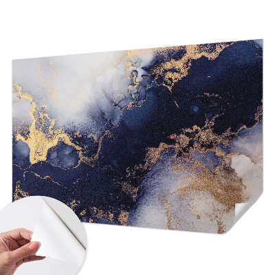 Papel mural texturado decorativo con motivo de olas en azul marino