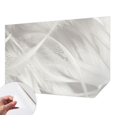 Papel mural texturado decorativo con motivo de plumas sutiles