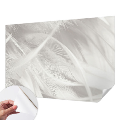 Papel mural texturado decorativo con motivo de plumas sutiles