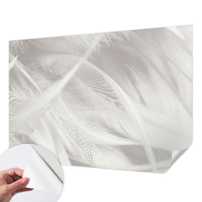 Papel mural texturado decorativo con motivo de plumas sutiles