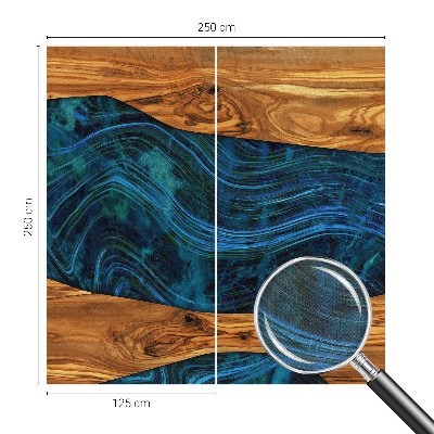Fotomural decorativo para cabecero de cama con diseño de madera azul