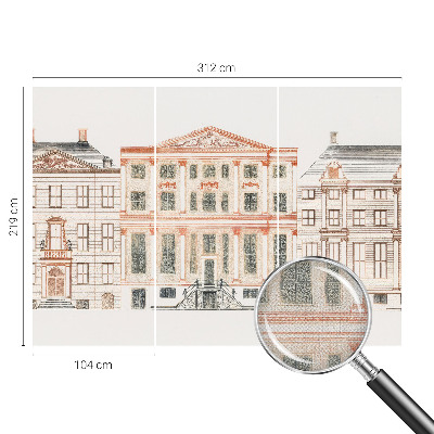 Mural de pared con estampado hermoso Edificios clásicos