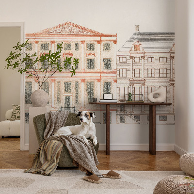 Mural de pared con estampado hermoso Edificios clásicos