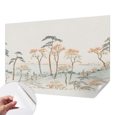 Papel mural con patrón decorativo con un motivo de paisaje tranquilo